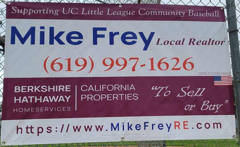 The new Mike Frey Park Banner located at Standley Field. In the best and most beautiful part of University City CA. 