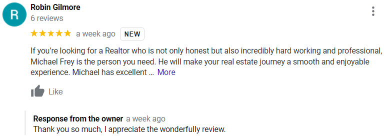5 Star Reviews give to Mike Frey Realtor with Berkshire Hathaway HomeServices California Properties in la Jolla. Image gallery image