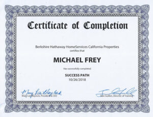 Mike Frey Berkshire Hathaway HomeServices Success path cert.